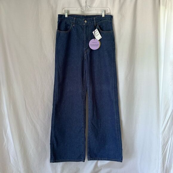 NWT Pangaia Wide Leg High Waist Mid-Wash Jeans Size 31 - Picture 2 of 14